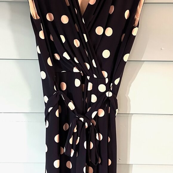 Eliza J, Size 12, Navy Blue with cream polka dots. Fully lined. - Picture 8 of 14